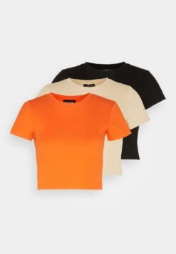 Even&Odd 3 Pack - Camiseta Básica - Beige/Black/Orange -ASOS TIENDA 0b8cd015302d42f78703de4a9f6bc14f