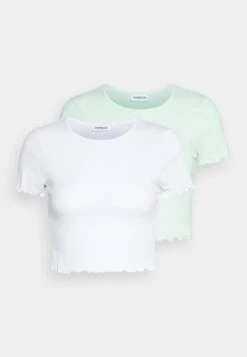 Even&Odd 2 Pack - Camiseta Básica - 601 - Light Green_001 - White -ASOS TIENDA 0e8508ab3c44449eacbc76f75bbd25cd