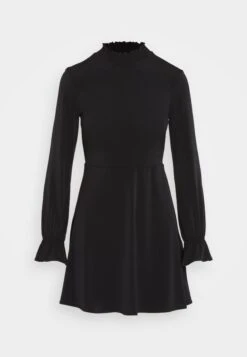Even&Odd Rushed Neckline Flowy Long Sleeves - Vestido Ligero - Black -ASOS TIENDA 261f5f18438c44b3974638b4b4d9b374