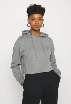 Even&Odd Basic - Cropped Oversized Hoodie - Jersey Con Capucha - Mottled Grey