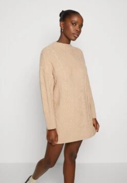 Even&Odd Perkin Ausschnitt Mini Strickkleid - Vestido De Punto - Tan