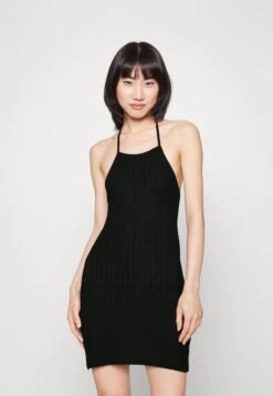 Even&Odd Strappy Back Mini Bodycon Fake Knit Dress - Vestido Informal - 802 - Black