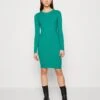 Even&Odd Crew Ausschnitt Ripp Basic Bodycon Mini Strickkleid - Vestido De Tubo - Green