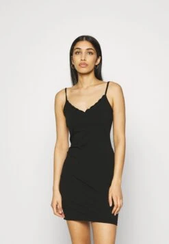 Even&Odd Scallop Edge Mini Strap Dress - Vestido De Tubo - Black