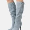 Botas Con Cordones - Blue Denim