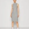 Even&Odd Perkin Neck Midi Bodycon Dress - Vestido Ligero - Mottled Grey