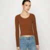 Even&Odd Flared Sleeve - Jersey De Punto - Brown