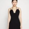 Strappy Lace Insert Open Neckline Mini Bodycon Dress - Vestido De Cóctel - Black