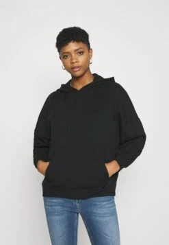 Even&Odd Hoodie Long Without Drawcord And Pocket - Jersey Con Capucha - Black