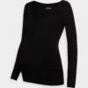 Nursing Button Placket - Jersey De Punto - Black