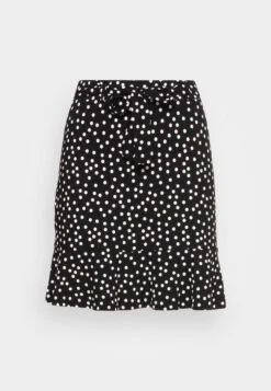 Even&Odd Mini Skirt With Volant - Falda Acampanada - Black/White -ASOS TIENDA bd7fd1ad95854f88a1dda94dc4ff9636