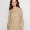 Even&Odd Schulterfrei Mini Strickkleid - Vestido De Punto - Camel