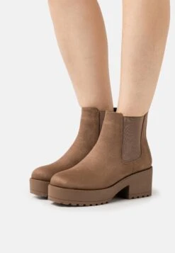 Botines Con Plataforma - Taupe