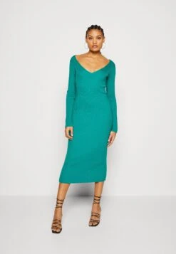 Even&Odd V Ausschnitt Midi Bodycon Strickkleid - Vestido De Tubo - Green