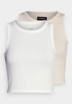 2 Pack - Top - Beige/White -ASOS TIENDA e82fe26f60374fd8852ef53176a75ff1