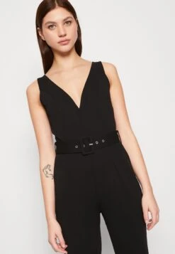 Even&Odd Going Out Low V Neck Flared Leg Belted - Mono - Black -ASOS TIENDA f8427b06240c49ccaa2166959d756338