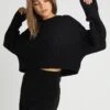 Even&Odd Cropped Jumper - Jersey De Punto - Black