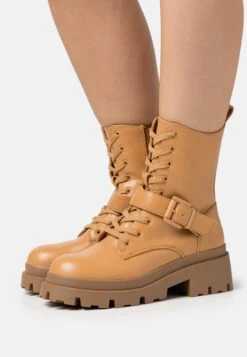 Botines Con Plataforma - Cognac